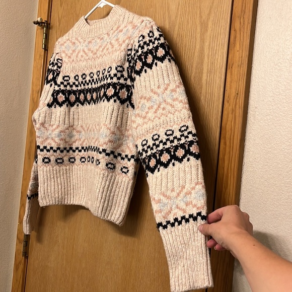 NWOT ASTR THE LABEL Maria Knit Sweater - Medium, Ivory/black/pink Fair Isle - Picture 8 of 10